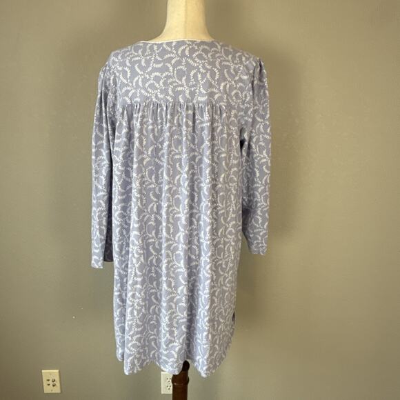 Eileen West Blue Floral Cotton Jersey Knit Nightgown Plus Size 2X Long Sleeve - Picture 6 of 9